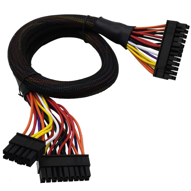COMeap 24 Pin ATX Cable for Corsair SFX RMX RMi SF HX Series PSUs, 18 Pin + 10 Pin to 24 Pin ATX PSU Power Adapter Sleeved 24.8-inch(63cm) - Image 1
